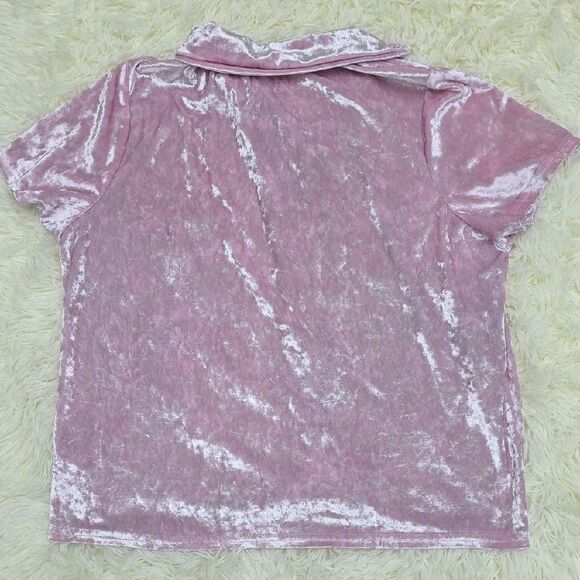 Juicy Couture Pink Velvet Button Down Shirt - Picture 6 of 6
